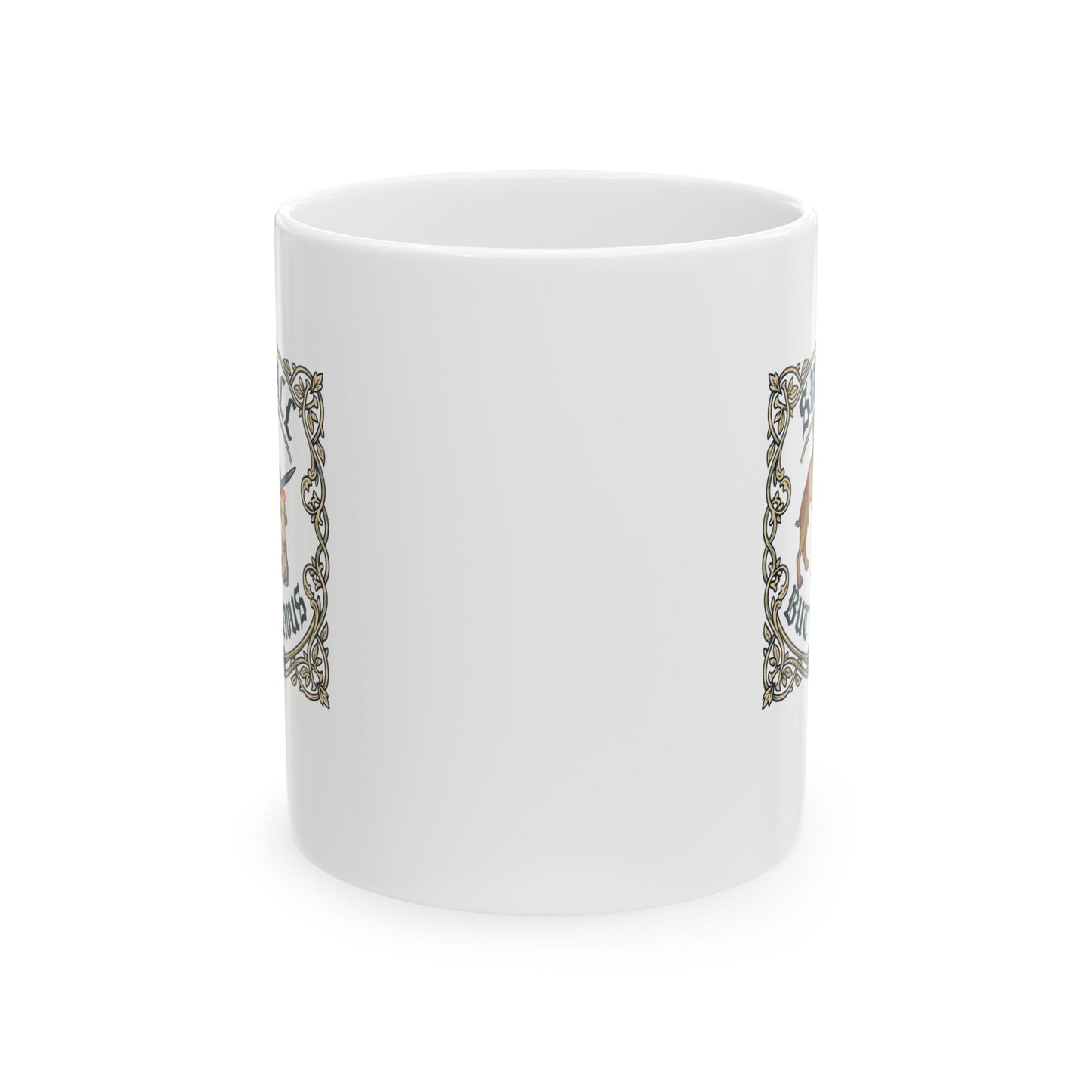 Small But Vicious Rabbit Medieval Marginalia Ceramic Mug, (11oz, 15oz)