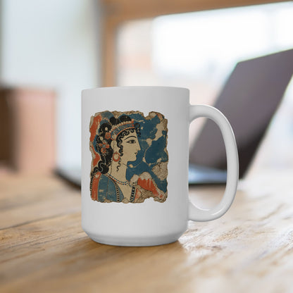 Knossos Minoan Blue Lady Fresco Ceramic Mug, (11oz, 15oz)