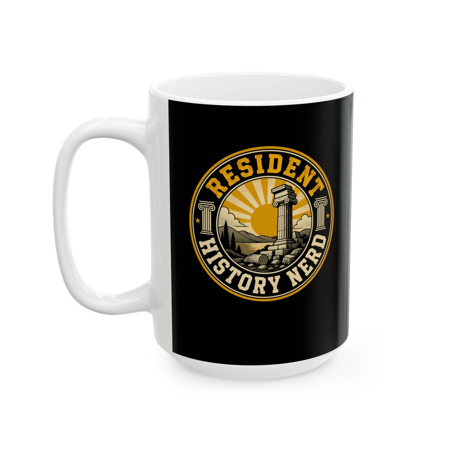 Resident History Nerd Badge Style Ceramic Mug, (11oz, 15oz)