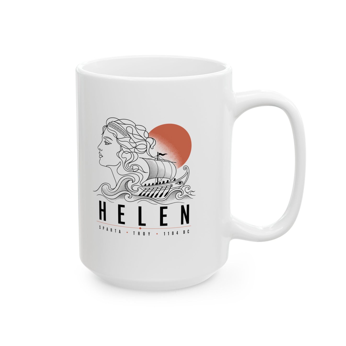 Helen of Troy Line Art Ceramic Mug, (11oz, 15oz)
