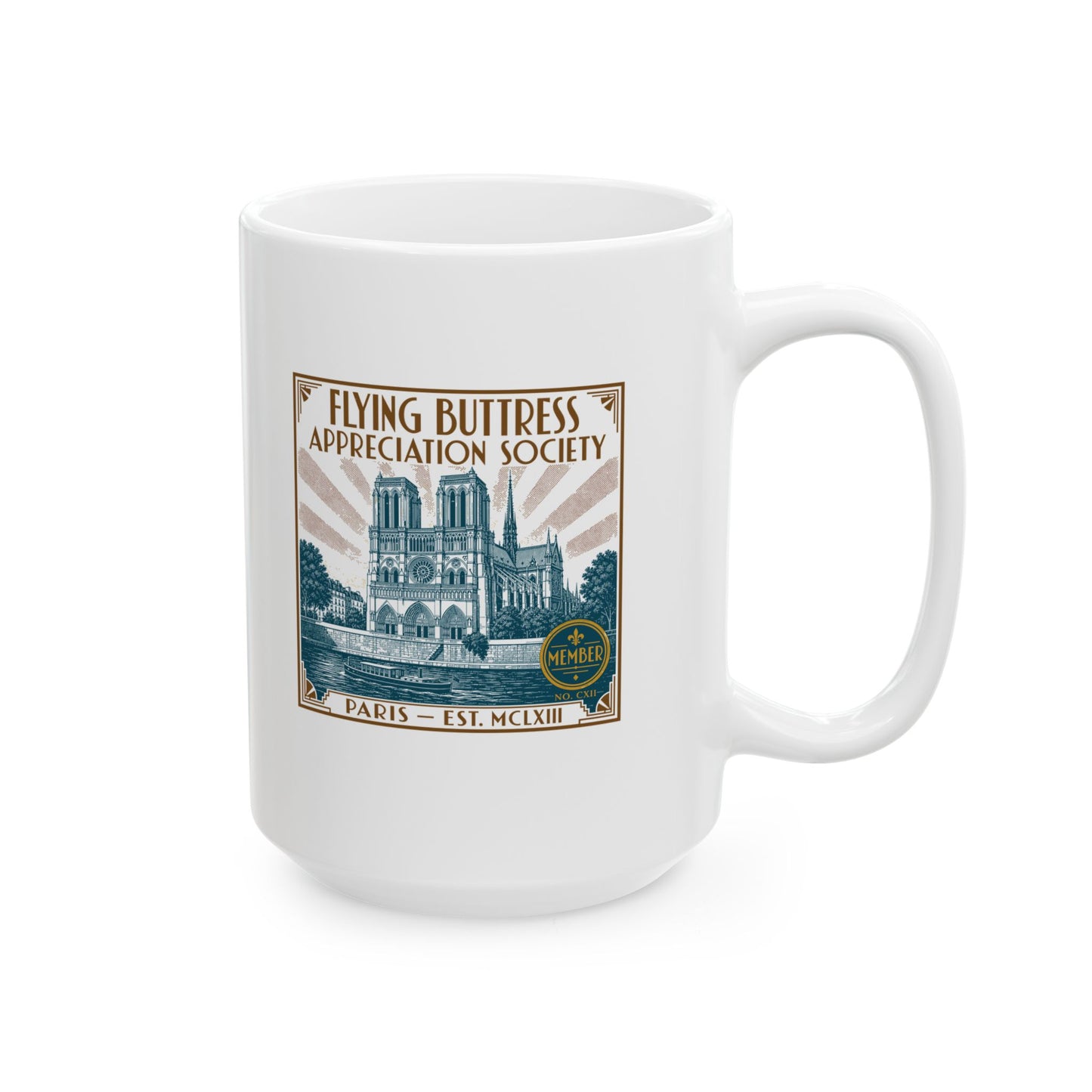 Flying Buttress Appreciation Art Nouveau Ceramic Mug, (11oz, 15oz)