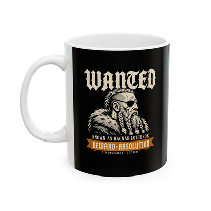Wanted Ragnar Lothbrok Lindisfarne Ceramic Mug, (11oz, 15oz)