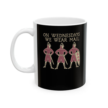 On Wednesdays We Wear Mail Tapestry Ceramic Mug, (11oz, 15oz)