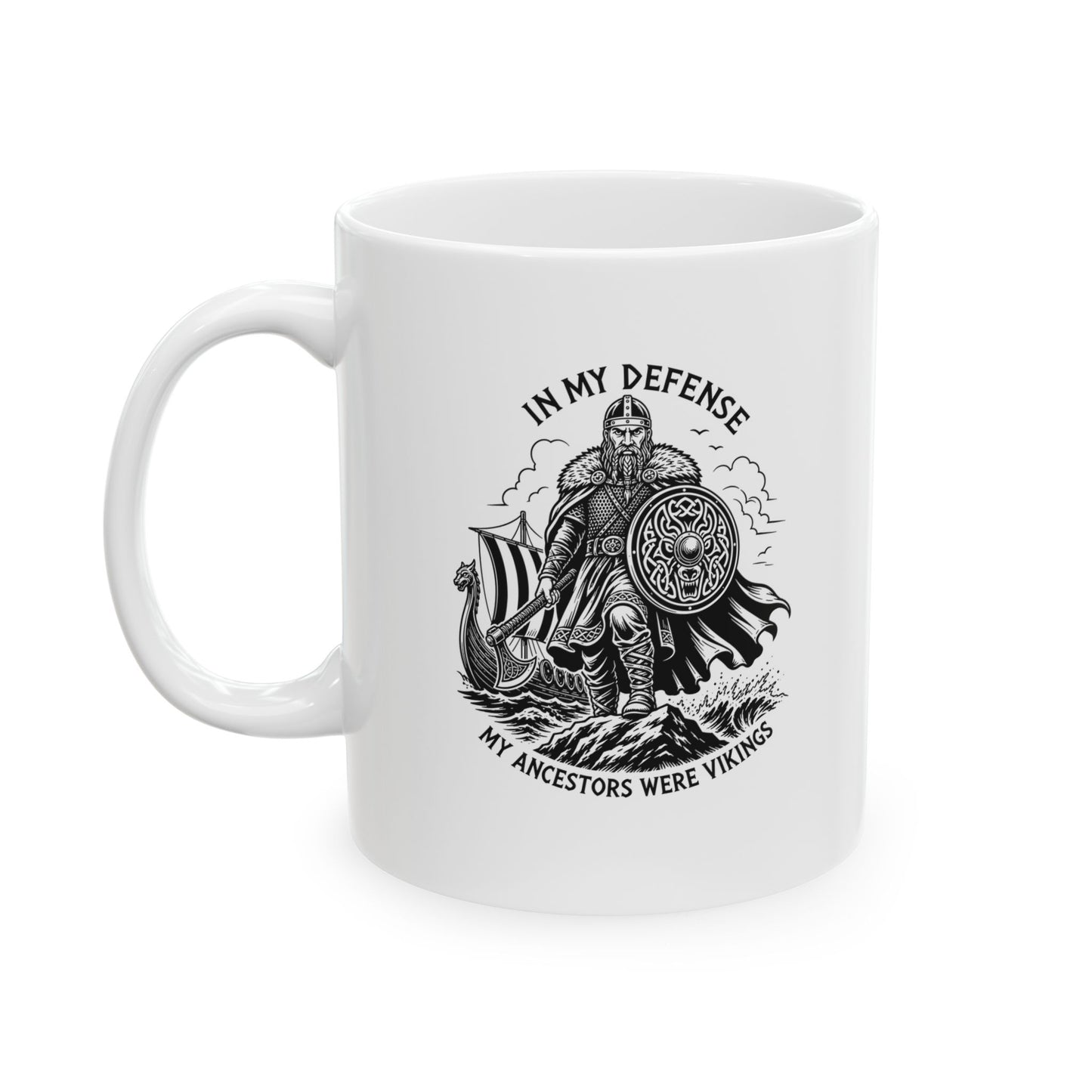In My Defense Viking Ancestors Ceramic Mug, (11oz, 15oz)
