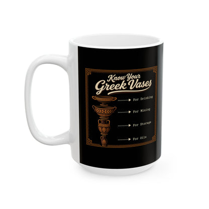 Know Your Greek Vases Coffee Menu Ceramic Mug, (11oz, 15oz)