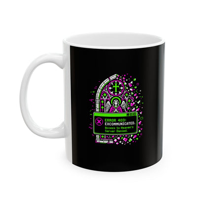 Excommunication 8 Bit Error Ceramic Mug, (11oz, 15oz)