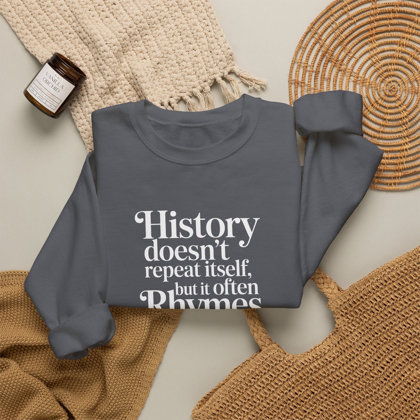 Mark Twain History Doesn't Repeat Quote Unisex Heavy Crewneck Sweatshirt