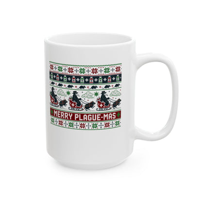 Ugly Sweater Style Merry Plaguemas Ceramic Mug, (11oz, 15oz)