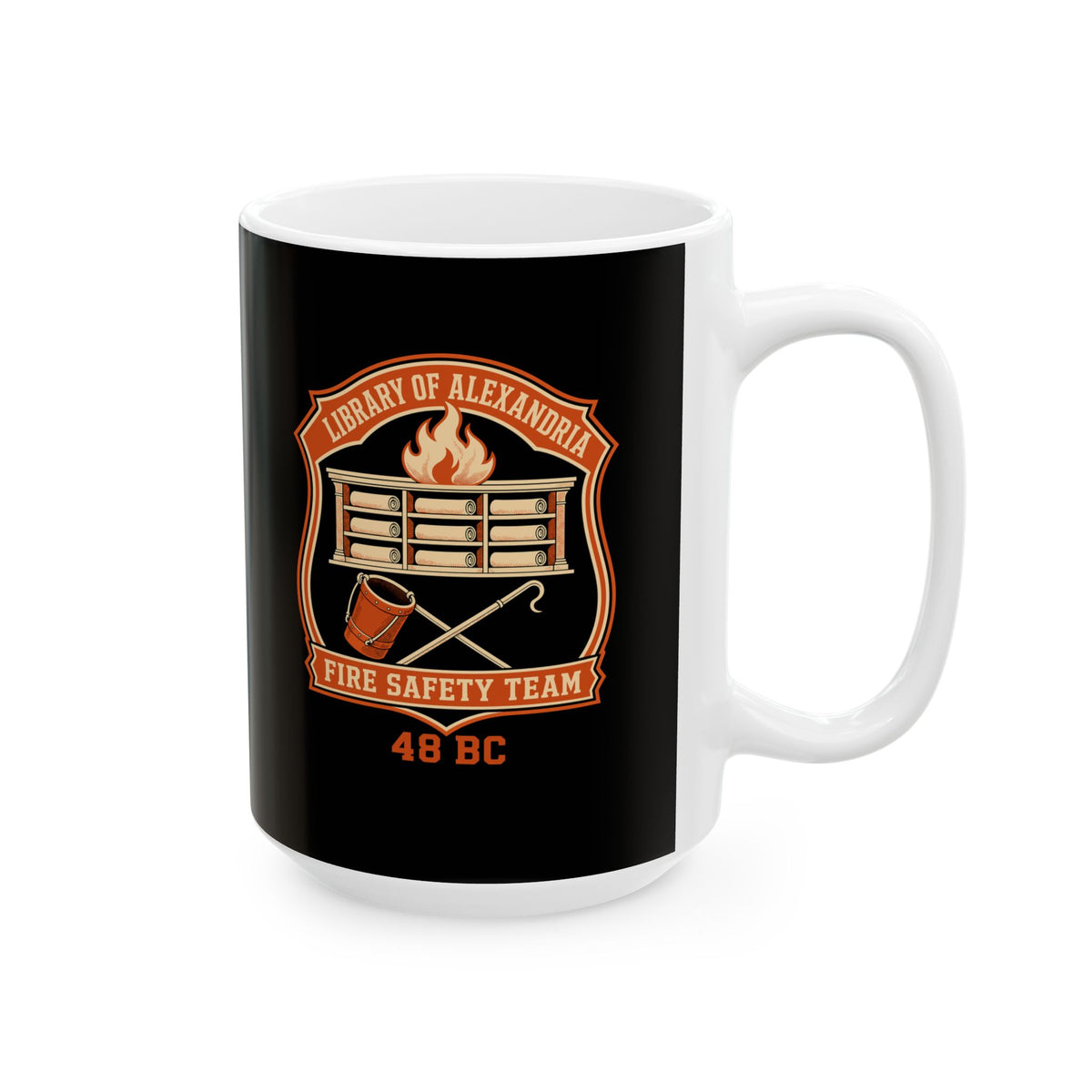 Library Alexandria Fire Safety Ceramic Mug, (11oz, 15oz)