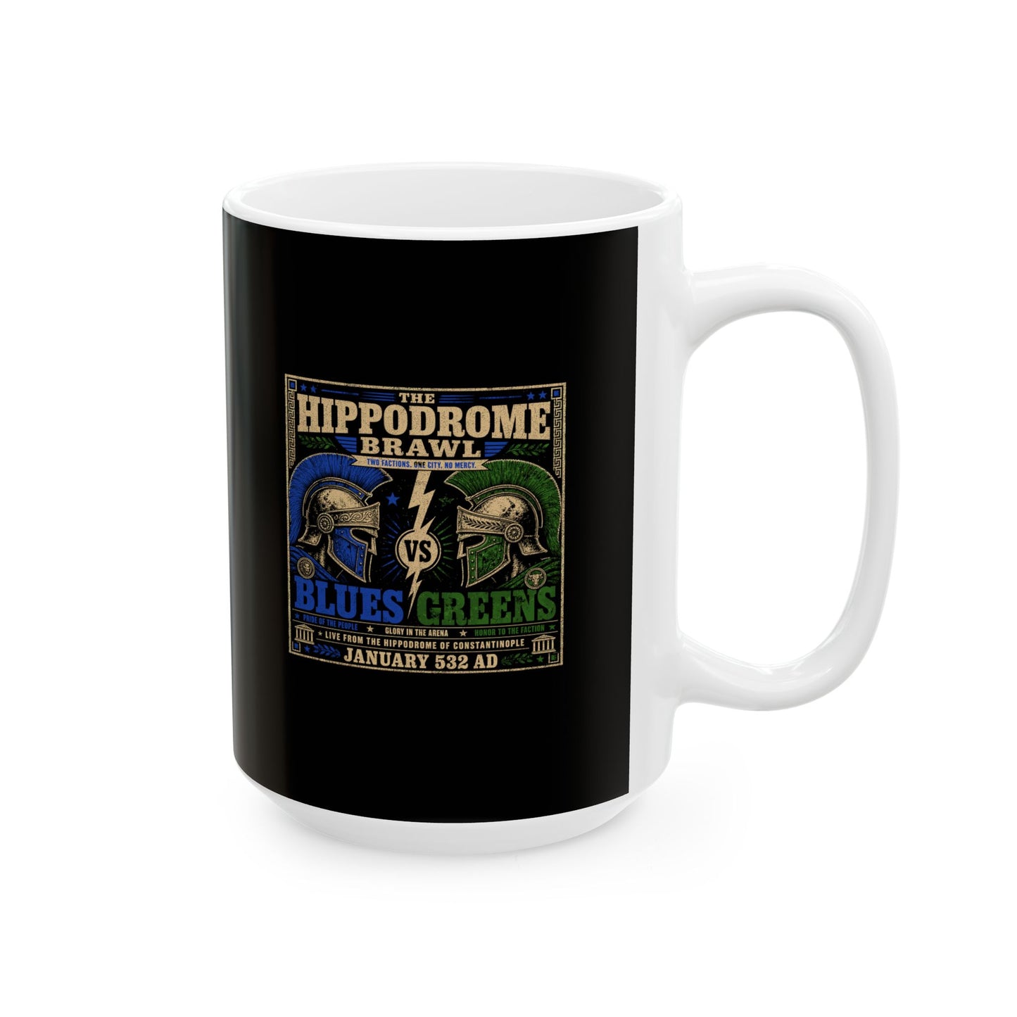 Nika Riots Blues vs Greens  Ceramic Mug, (11oz, 15oz)