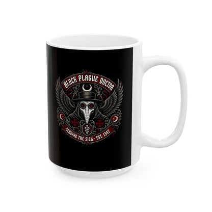 Black Plague Doctor Serving the Sick Ceramic Mug, (11oz, 15oz)