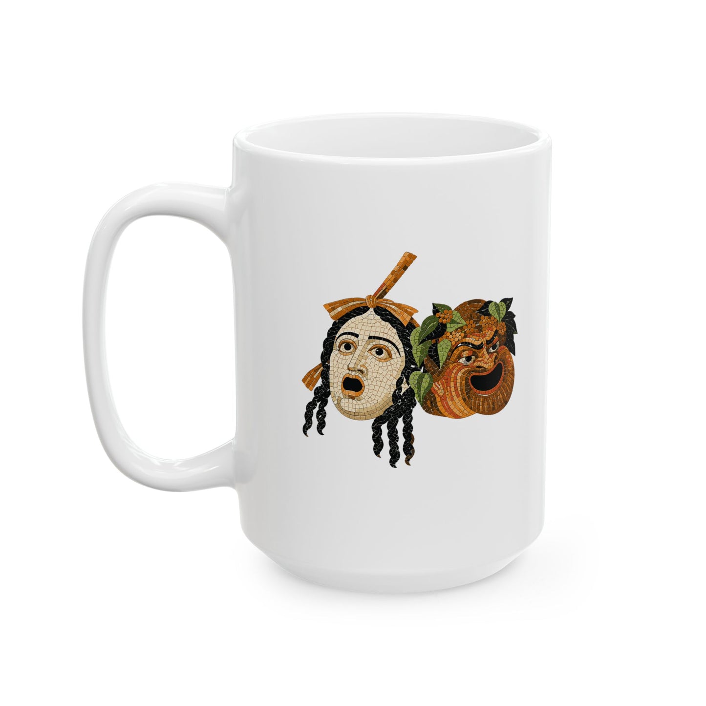 Theatre Masks Pompeii Mosaic Ceramic Mug, (11oz, 15oz)