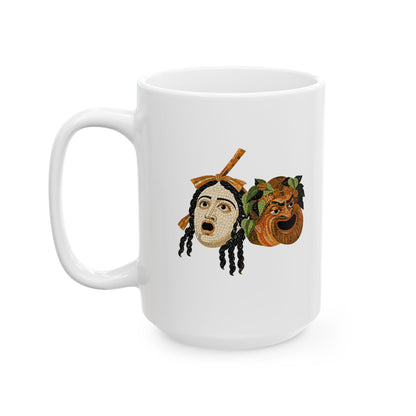 Theatre Masks Pompeii Mosaic Ceramic Mug, (11oz, 15oz)
