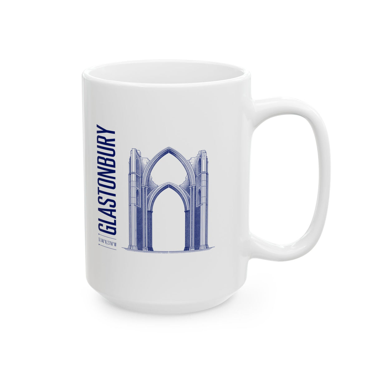 Glastonbury Abbey Blueprint Ceramic Mug, (11oz, 15oz)
