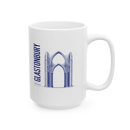 Glastonbury Abbey Blueprint Ceramic Mug, (11oz, 15oz)
