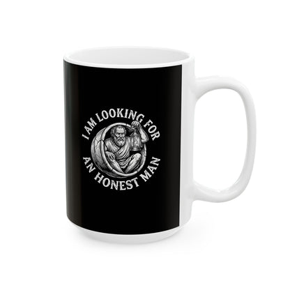 Diogenes of Sinope Looking for Honest Man Quote Ceramic Mug, (11oz, 15oz)