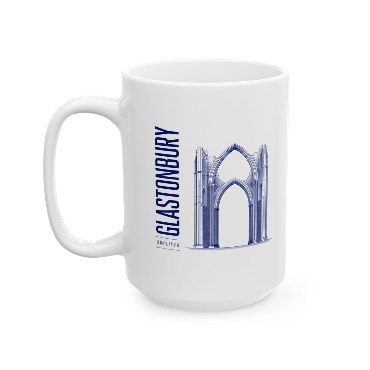 Glastonbury Abbey Blueprint Ceramic Mug, (11oz, 15oz)