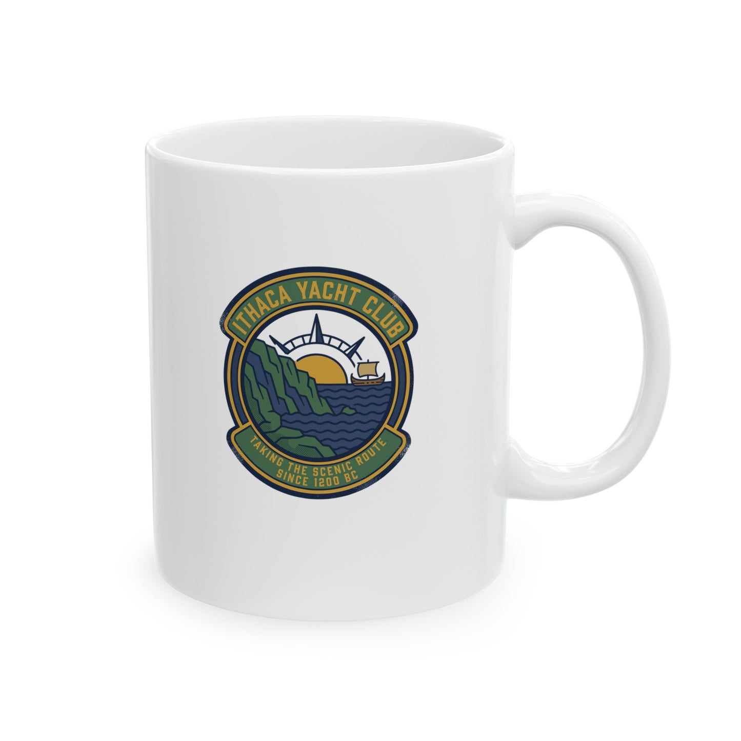 Odysseus Ithaca Yacht Club Ceramic Mug, (11oz, 15oz)