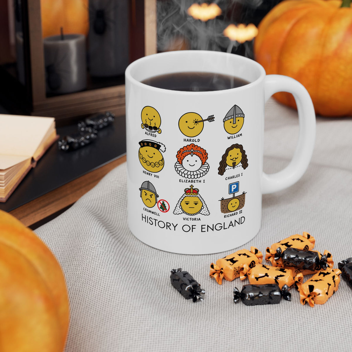 A Humorous History of England Grid Ceramic Mug, (11oz, 15oz)