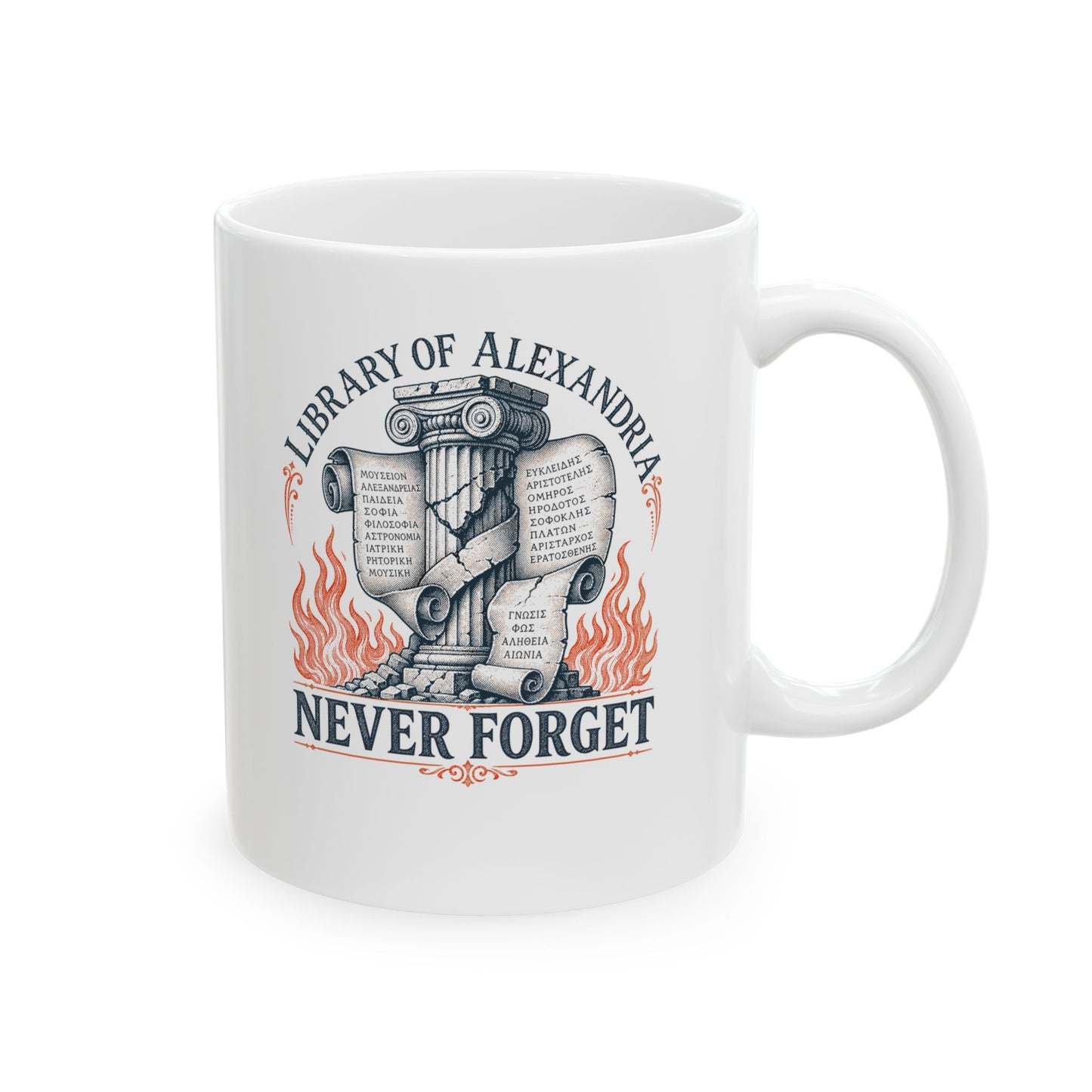 Never Forget Library of Alexandria Ceramic Mug, (11oz, 15oz)