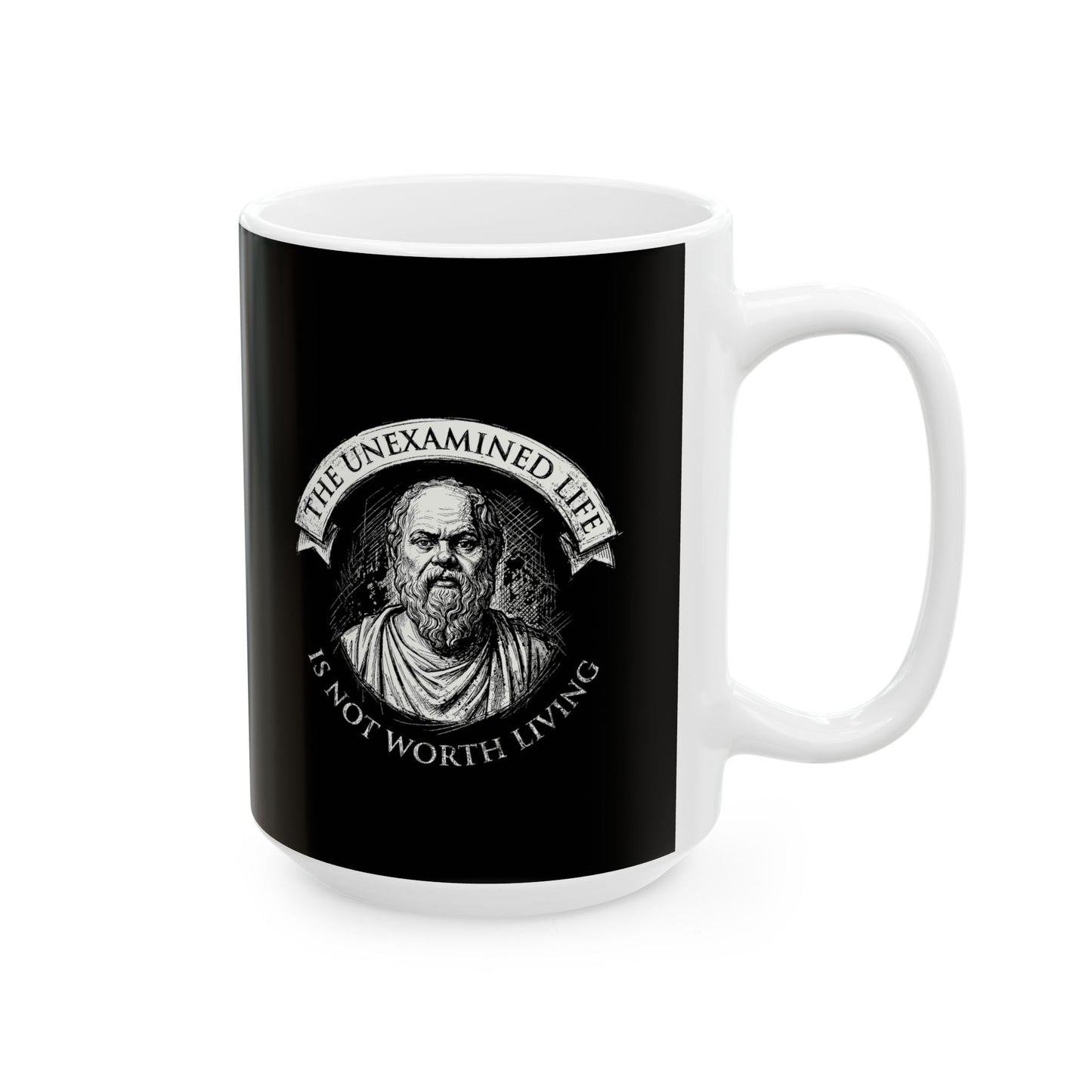 Socrates An Unexamined Life Is Not Worth Living Quote Ceramic Mug, (11oz, 15oz)