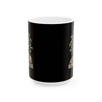 Medusa Resting Stone Face Monochrome Ceramic Mug, (11oz, 15oz)