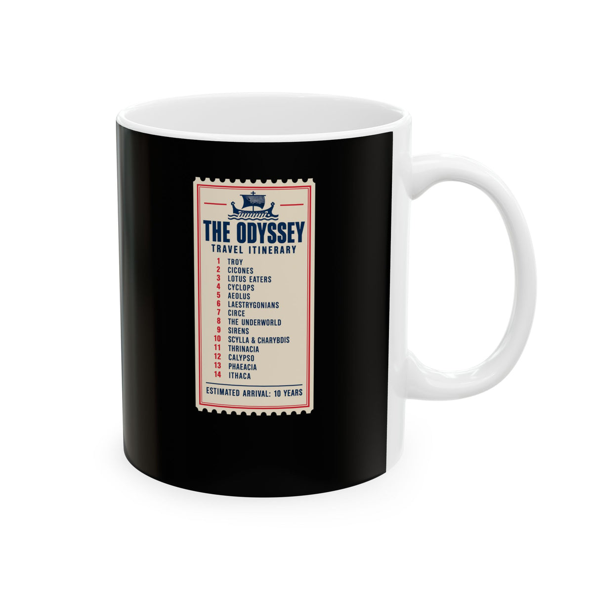 Odyssey Travel Itinerary Ceramic Mug, (11oz, 15oz)