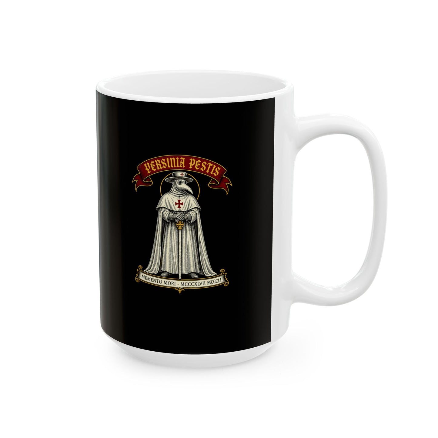 Yersinia Pestis Plague Doctor Ceramic Mug, (11oz, 15oz)