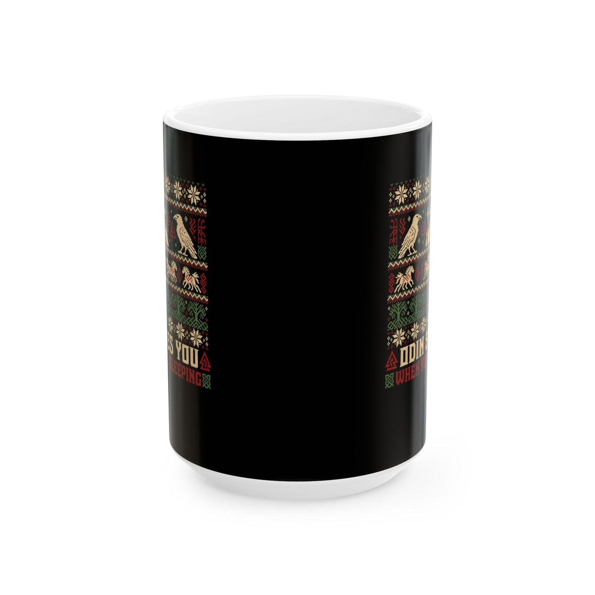 Odin Ugly Christmas Sweater Style Ceramic Mug, (11oz, 15oz)