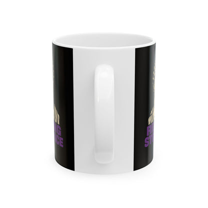Resting Stoic Face Screen Print Ceramic Mug, (11oz, 15oz)