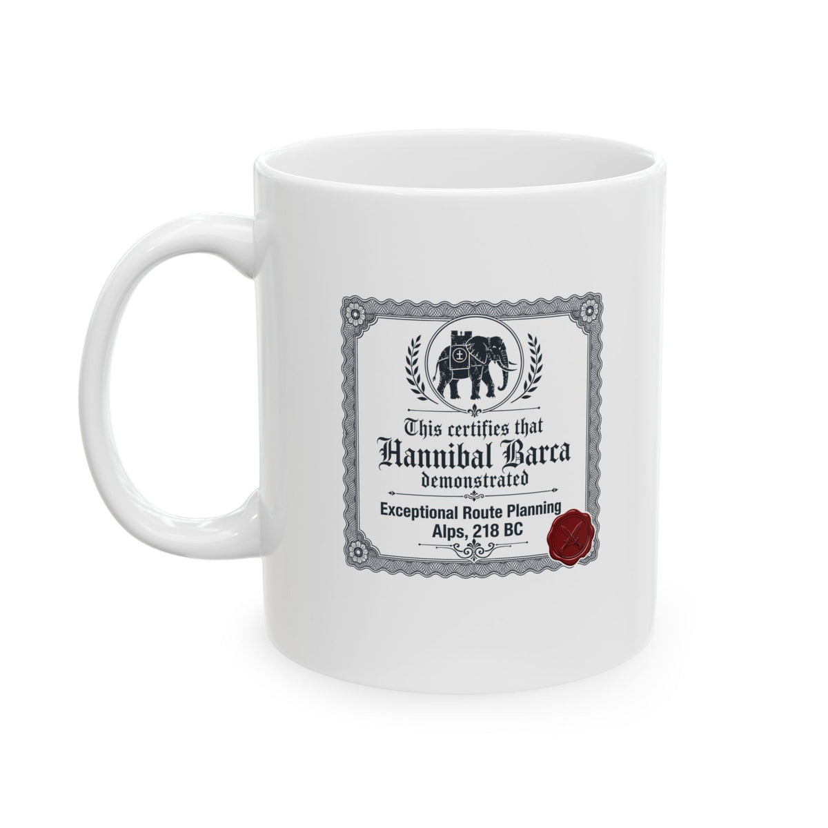 Hannibal Barca Certificate for Route Planning Ceramic Mug, (11oz, 15oz)