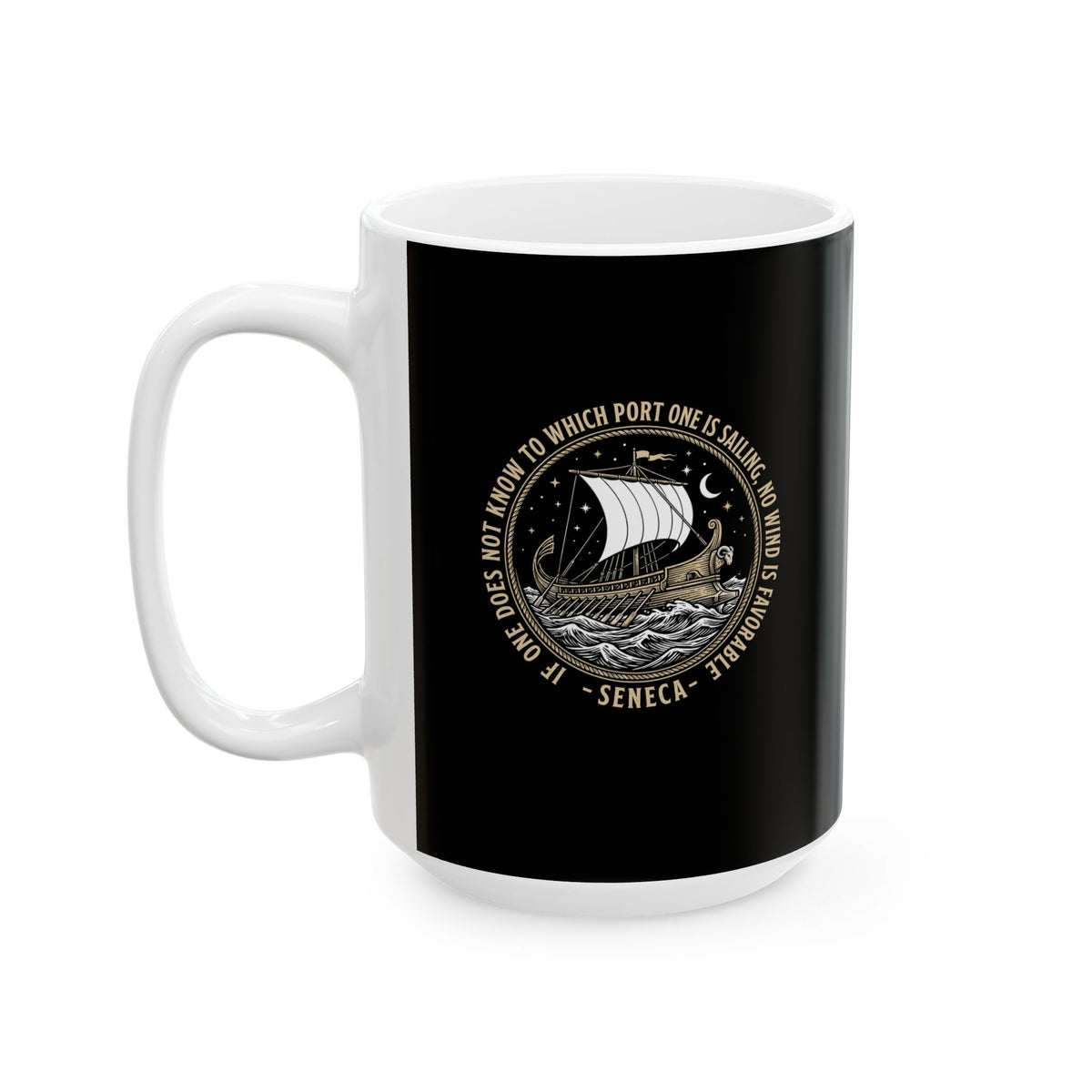 Seneca No Wind Is Favorable Quote Ceramic Mug, (11oz, 15oz)