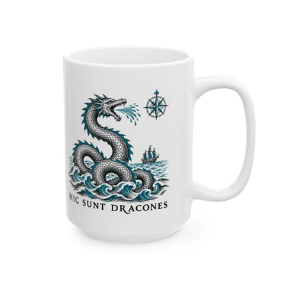 Hic Sunt Dracones Sea Serpent Ceramic Mug, (11oz, 15oz)