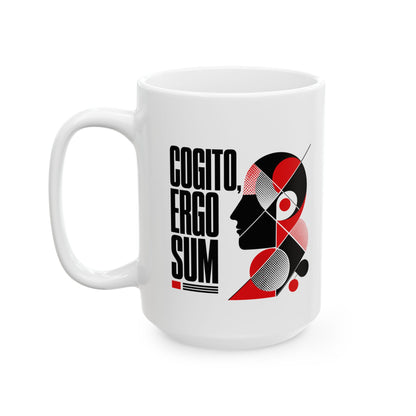 Cogito Ergo Sum Swiss Typography Ceramic Mug, (11oz, 15oz)