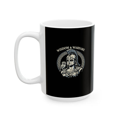 Athena Wisdom Warfare Owl Ceramic Mug, (11oz, 15oz)