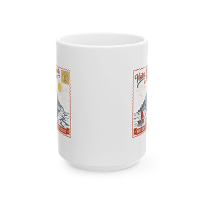 Mont Saint Michel Postcard Ceramic Mug, (11oz, 15oz)