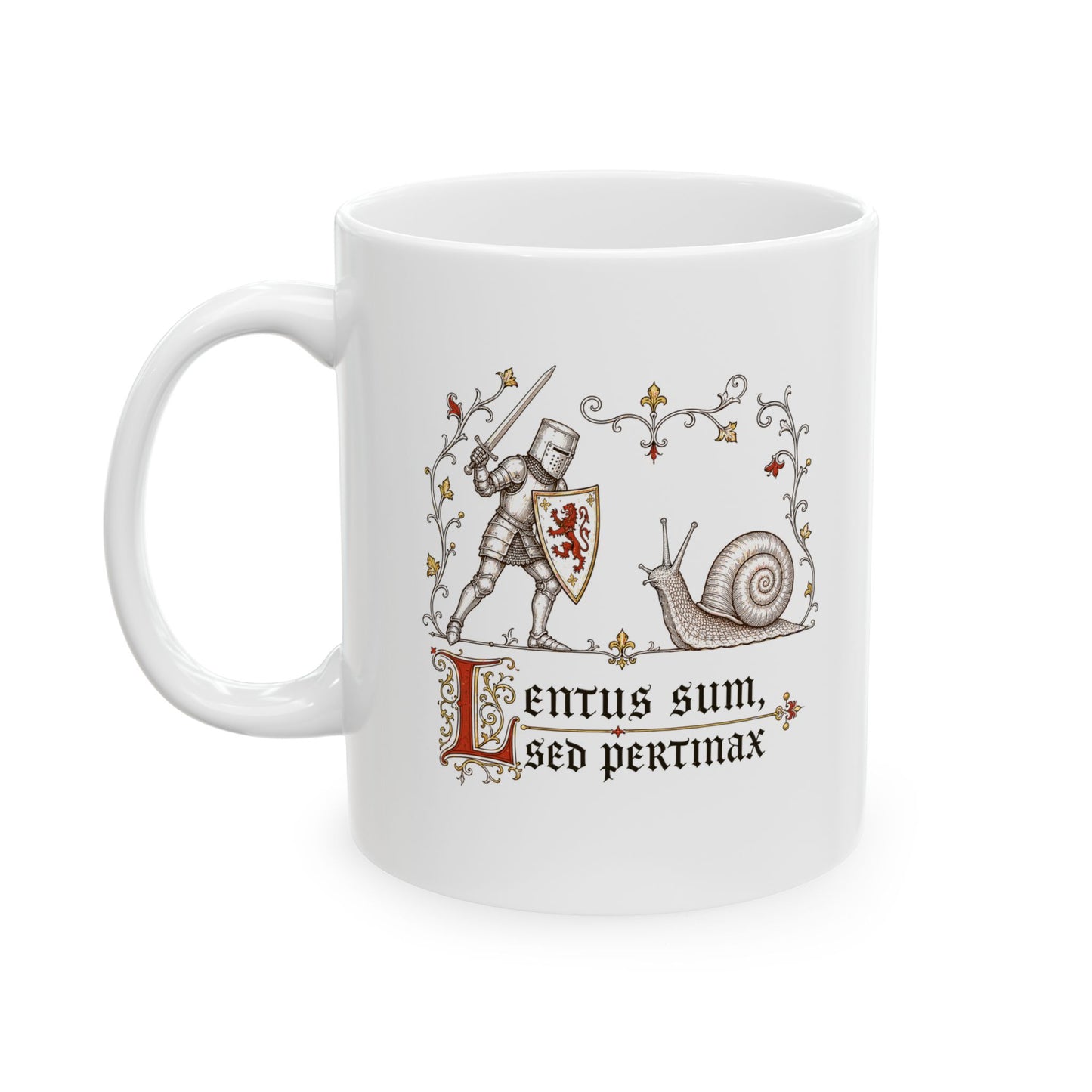 Knight vs Snail Marginalia Ceramic Mug, (11oz, 15oz)