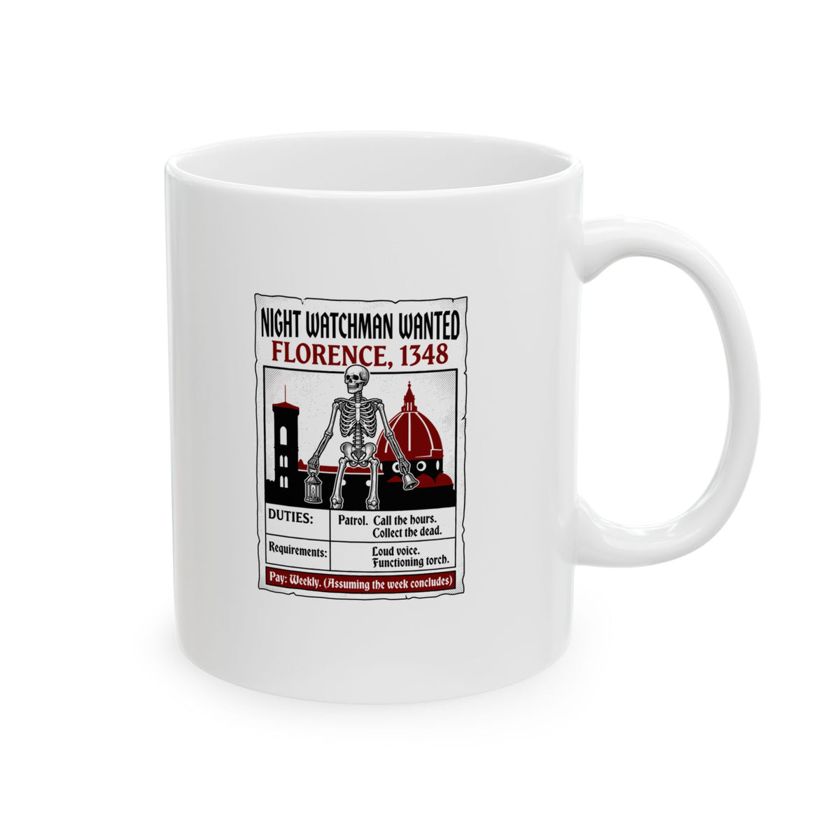 Night Watchman Wanted Ceramic Mug, (11oz, 15oz)