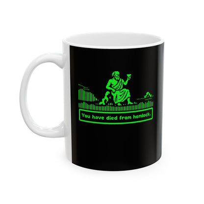 Socrates 8 Bit Dies from Hemlock Ceramic Mug, (11oz, 15oz)