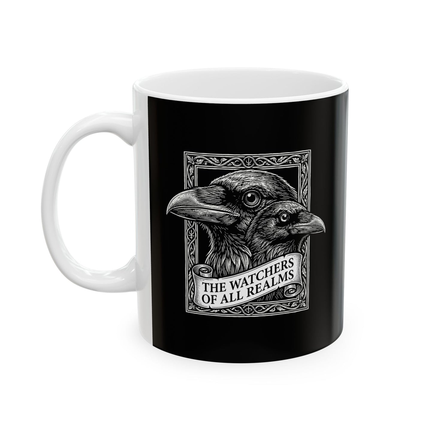 Huginn and Muninn Odin Ravens the Watchers Ceramic Mug, (11oz, 15oz)