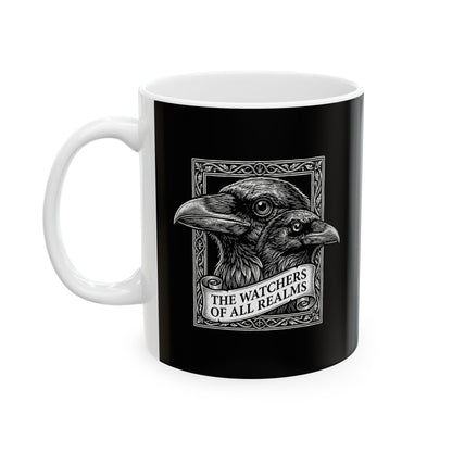 Huginn and Muninn Odin Ravens the Watchers Ceramic Mug, (11oz, 15oz)