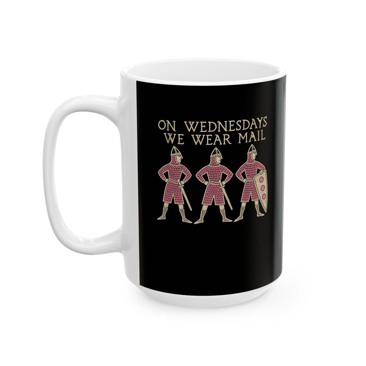 On Wednesdays We Wear Mail Tapestry Ceramic Mug, (11oz, 15oz)