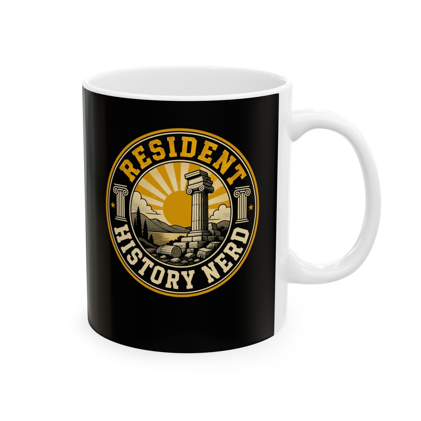 Resident History Nerd Badge Style Ceramic Mug, (11oz, 15oz)