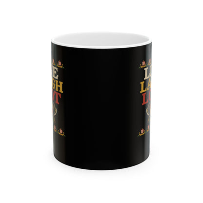 Live Laugh Loot Cross Stitch Ceramic Mug, (11oz, 15oz)