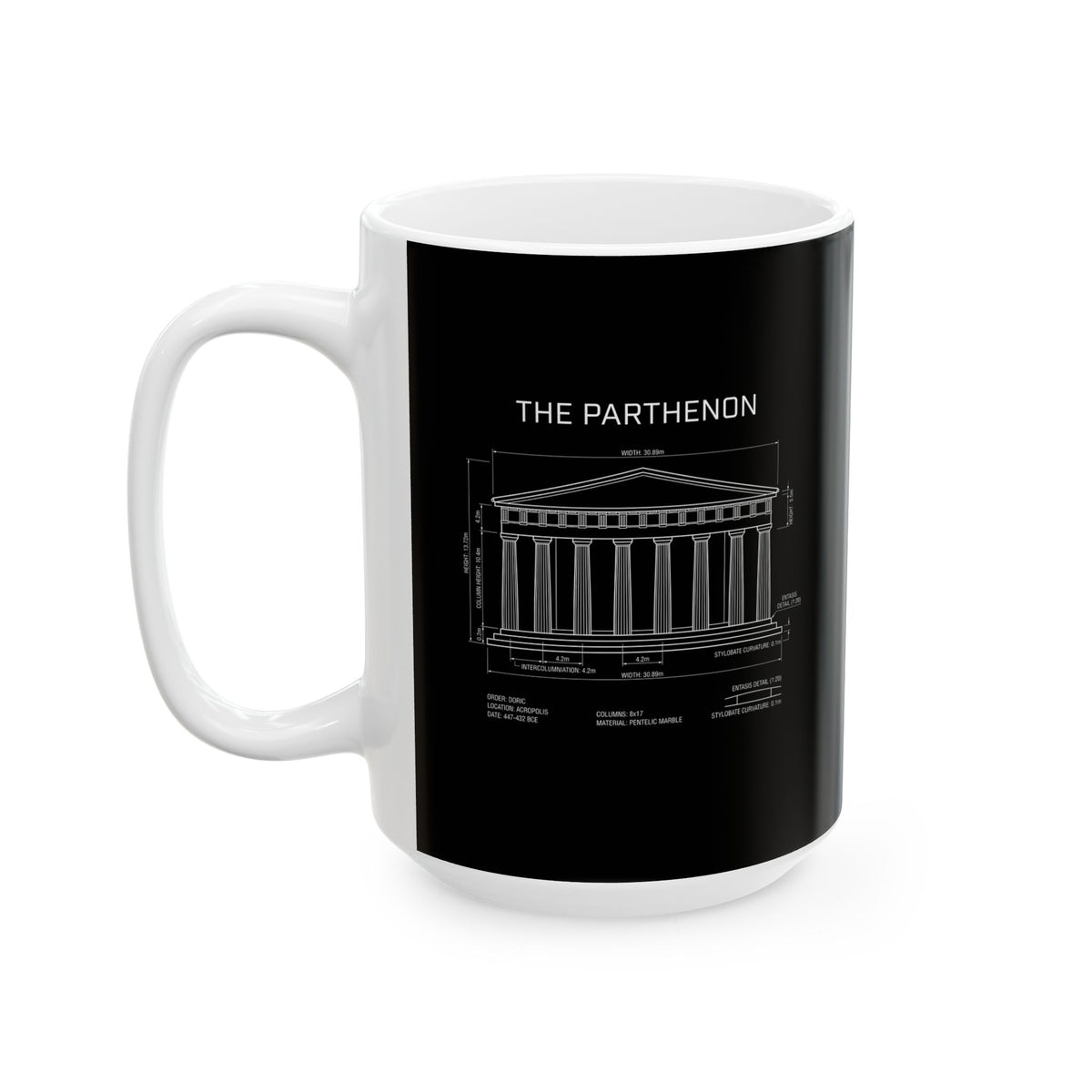 Parthenon Schematic Ceramic Mug, (11oz, 15oz)