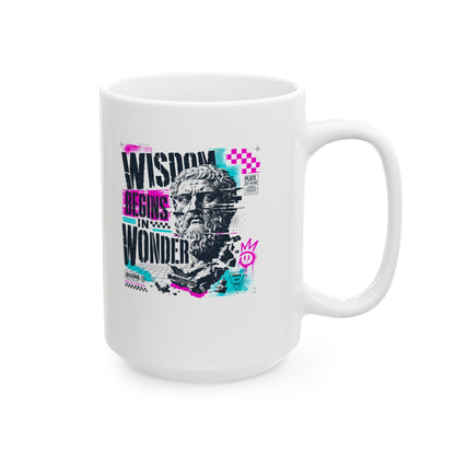 Plato Wisdom Begins in Wonder Ceramic Mug, (11oz, 15oz)