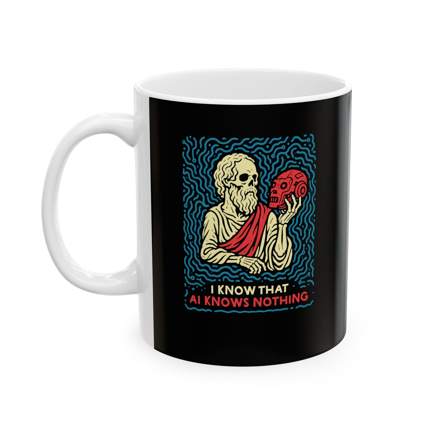 Socrates AI Knows Nothing Ceramic Mug, (11oz, 15oz)