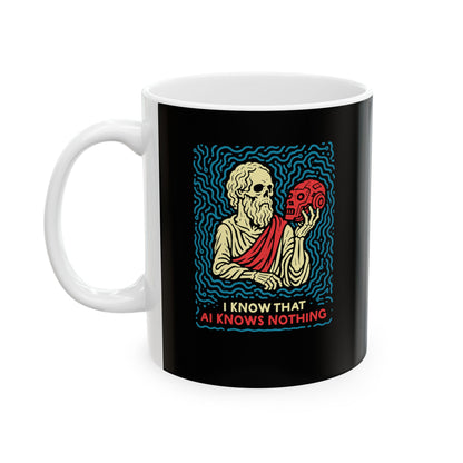 Socrates AI Knows Nothing Ceramic Mug, (11oz, 15oz)