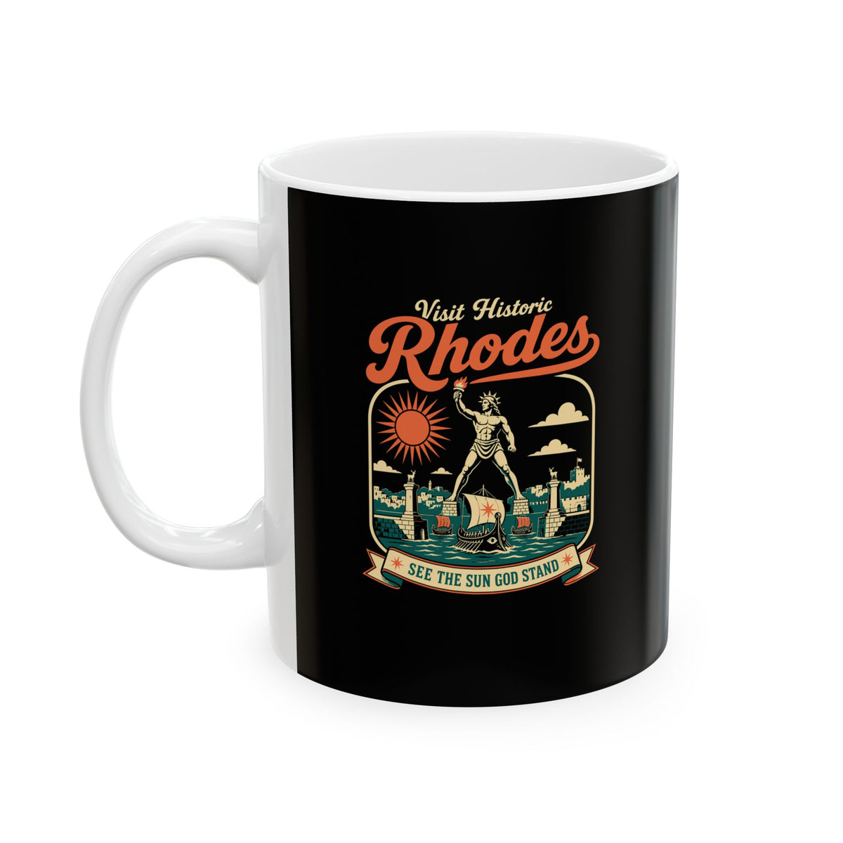 Colossus of Rhodes Visit Rhodes Ceramic Mug, (11oz, 15oz)