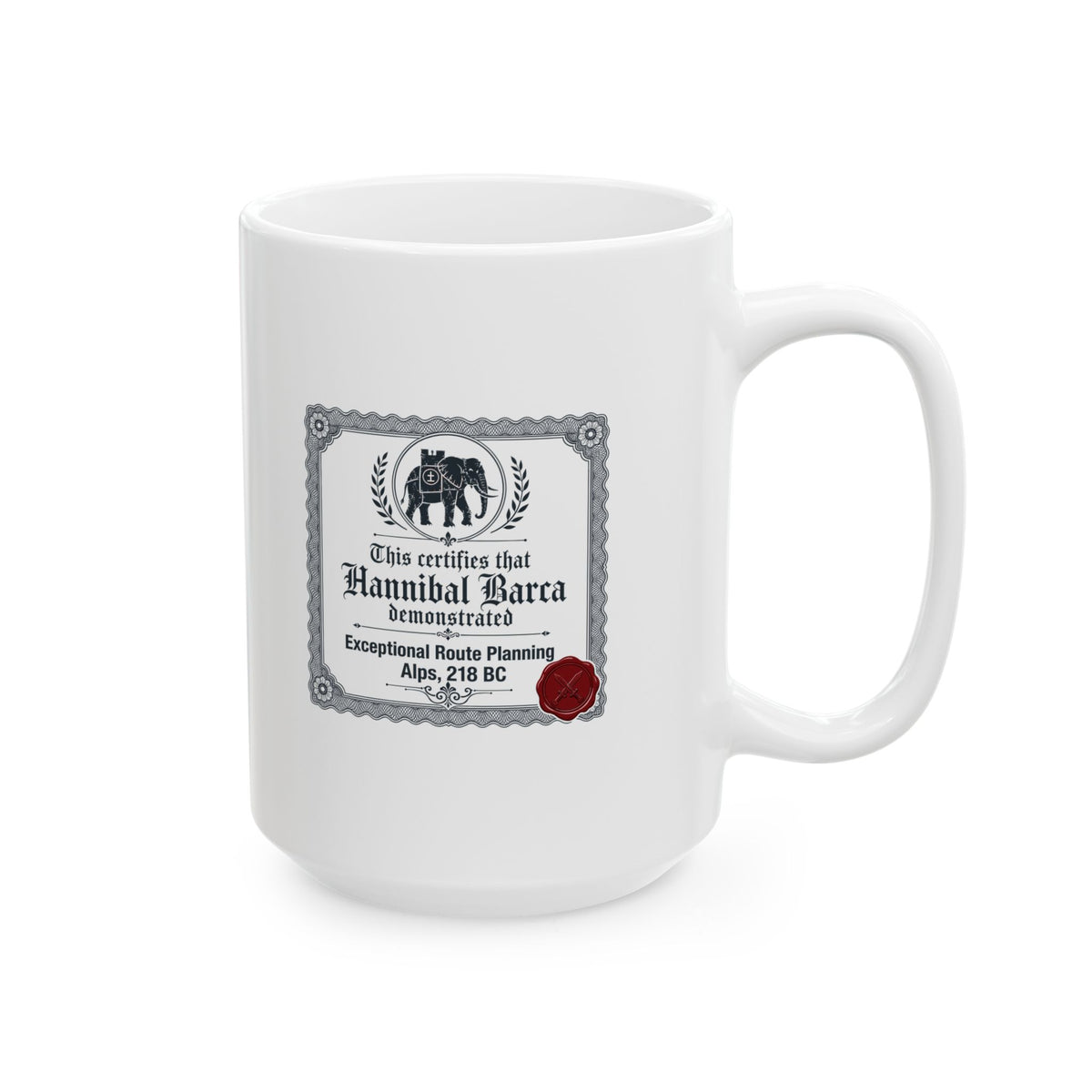 Hannibal Barca Certificate for Route Planning Ceramic Mug, (11oz, 15oz)